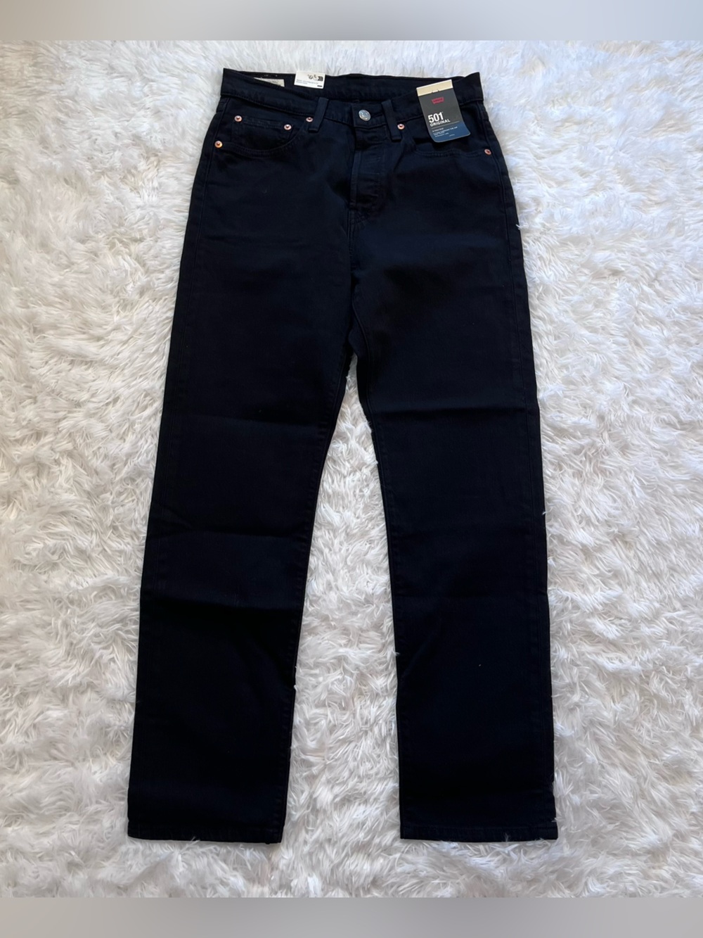 levi 501 black straight leg high rise jeans size 27